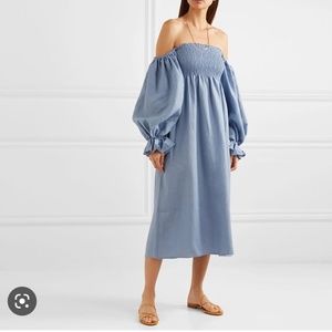 Sleeper Atlanta Dress Blue linen Never Worn